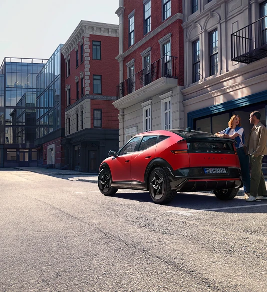 Hyundai IONIQ 3 driving through the city